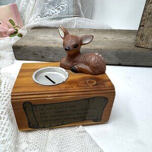 Vintage 1000 Islands NY Deer Coin Bank Wood & Resin